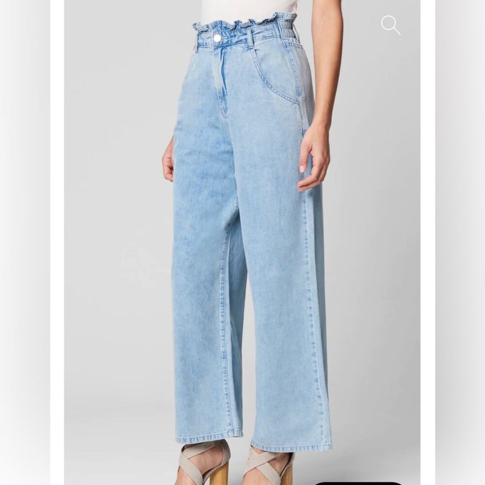 Blank NYC Women’s Paper bag Wide Leg Jean Elastic Waistband Cotton Nwt - Picture 4 of 13